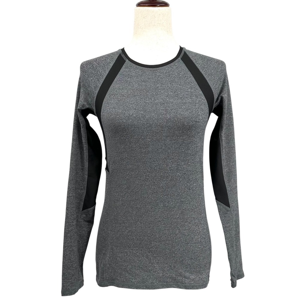 H&M SPORT Active‎ Top Charcoal Gray & Black Long Sleeve Crew Neck Women's Small
